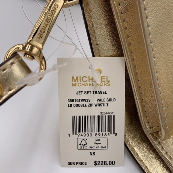 Michael Kors Large X Chain Sholder Tote & Large Double Zip Wallet Pale Gold - Picture 3 of 16